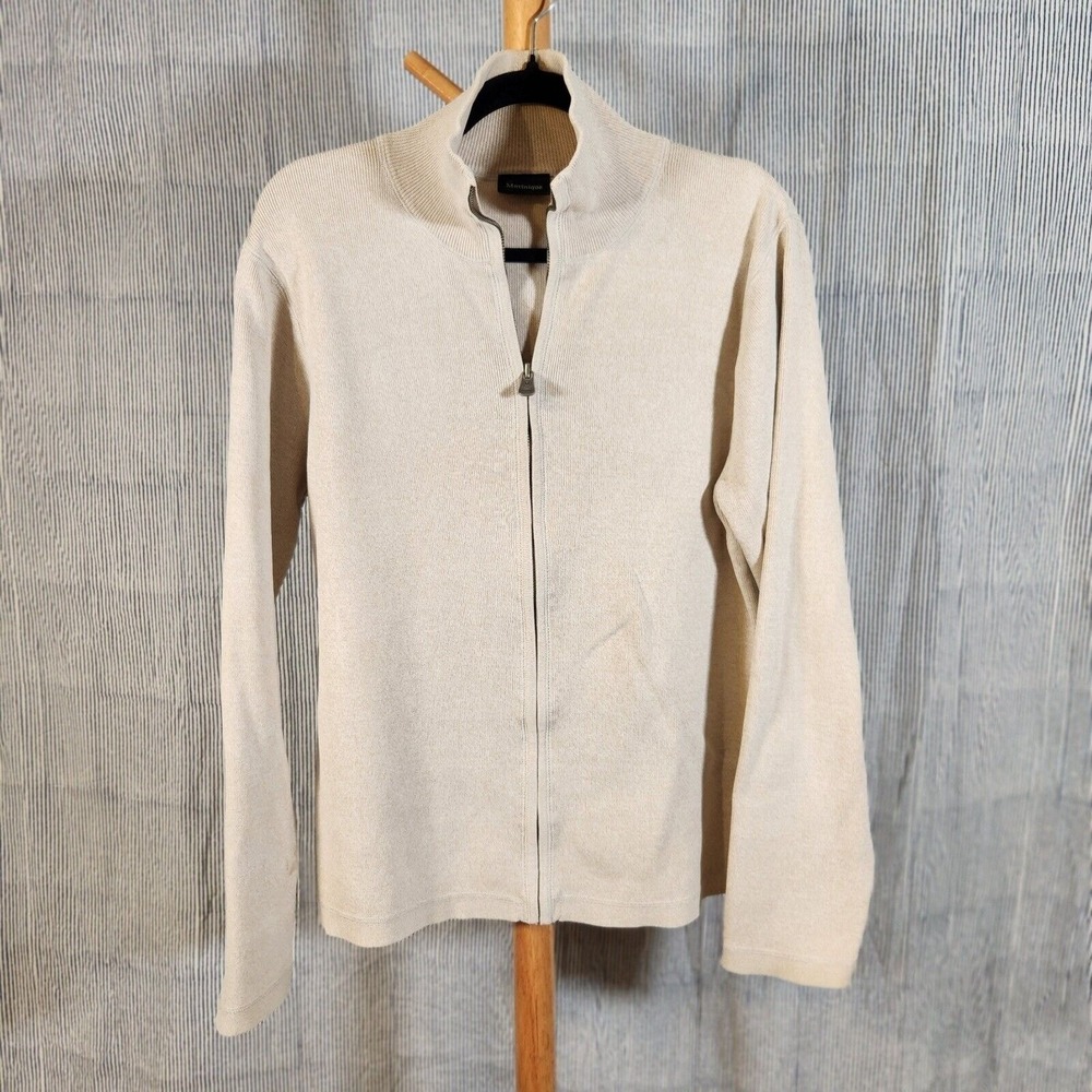 Matinique $128 XL Oatmeal Beige 100%‎ Cotton Full Zip Mock Neck Sweater Jacket - Picture 3 of 13